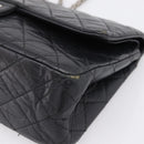 CHANEL Chain Matelasse 2.55 Shoulder Bag Leather Black Silver CC Auth BA15933A-15