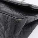 CHANEL Chain Matelasse 2.55 Shoulder Bag Leather Black Silver CC Auth BA15933A-16