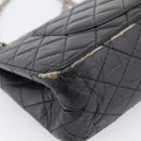 CHANEL Chain Matelasse 2.55 Shoulder Bag Leather Black Silver CC Auth BA15933A-19