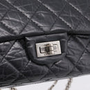 CHANEL Chain Matelasse 2.55 Shoulder Bag Leather Black Silver CC Auth BA15933A-21