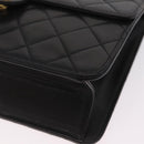 CHANEL Matelasse Chain Shoulder Bag Lamb Skin Black Gold CC Auth BA15934M-12