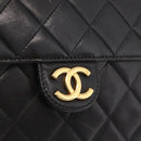 CHANEL Matelasse Chain Shoulder Bag Lamb Skin Black Gold CC Auth BA15934M-15
