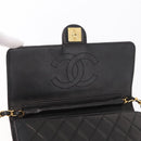 CHANEL Matelasse Chain Shoulder Bag Lamb Skin Black Gold CC Auth BA15934M-17