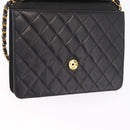 CHANEL Matelasse Chain Shoulder Bag Lamb Skin Black Gold CC Auth BA15934M-18
