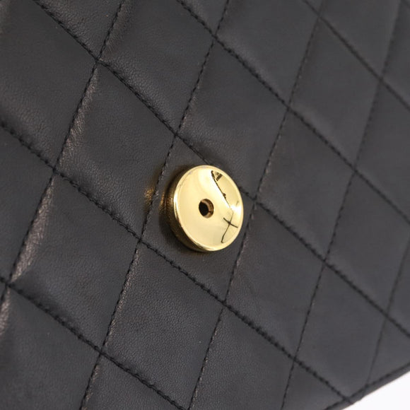 CHANEL Matelasse Chain Shoulder Bag Lamb Skin Black Gold CC Auth BA15934M