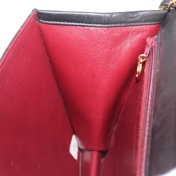 CHANEL Matelasse Chain Shoulder Bag Lamb Skin Black Gold CC Auth BA15934M