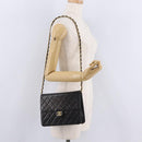 CHANEL Matelasse Chain Shoulder Bag Lamb Skin Black Gold CC Auth BA15934M-28