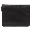 CHANEL Matelasse Chain Shoulder Bag Lamb Skin Black Gold CC Auth BA15934M-3