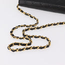 CHANEL Matelasse Chain Shoulder Bag Lamb Skin Black Gold CC Auth BA15934M-7