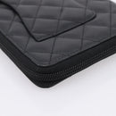 CHANEL Matelasse Cambon Line Long Wallet Leather Black Silver CC Auth BA15935A-16
