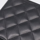 CHANEL Matelasse Cambon Line Long Wallet Leather Black Silver CC Auth BA15935A-9