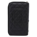 CHANEL Matelasse Cambon Line Long Wallet Leather Black Silver CC Auth BA15935A-2