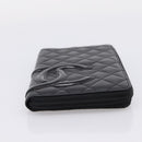 CHANEL Matelasse Cambon Line Long Wallet Leather Black Silver CC Auth BA15935A-6
