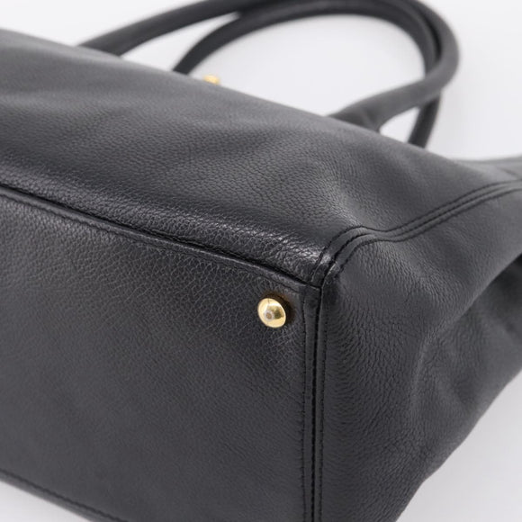 CHANEL Hand Bag Caviar Skin Black Gold CC Auth BA15936SAM