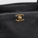 CHANEL Hand Bag Caviar Skin Black Gold CC Auth BA15936SAM-14