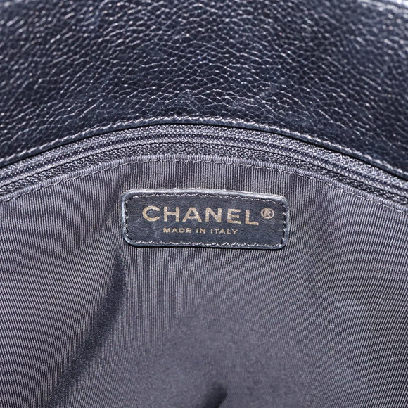 CHANEL Hand Bag Caviar Skin Black Gold CC Auth BA15936SAM