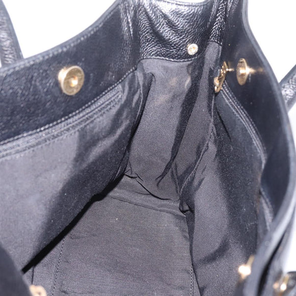 CHANEL Hand Bag Caviar Skin Black Gold CC Auth BA15936SAM