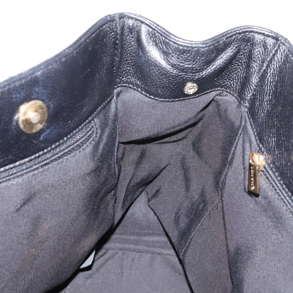 CHANEL Hand Bag Caviar Skin Black Gold CC Auth BA15936SAM
