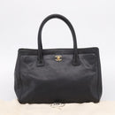 CHANEL Hand Bag Caviar Skin Black Gold CC Auth BA15936SAM-25