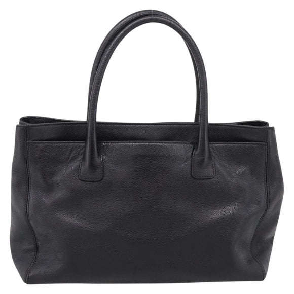CHANEL Hand Bag Caviar Skin Black Gold CC Auth BA15936SAM