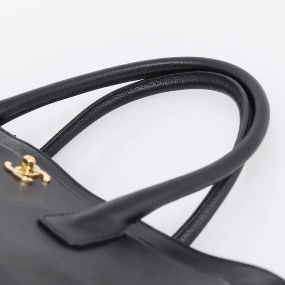 CHANEL Hand Bag Caviar Skin Black Gold CC Auth BA15936SAM