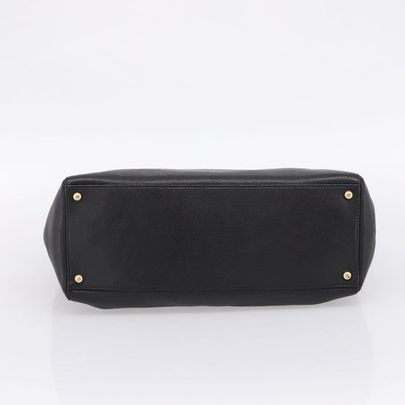 CHANEL Hand Bag Caviar Skin Black Gold CC Auth BA15936SAM