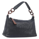 CHANEL Chain Shoulder Bag Caviar Skin Black Gold CC Auth BA15937M-1