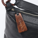 CHANEL Chain Shoulder Bag Caviar Skin Black Gold CC Auth BA15937M-10