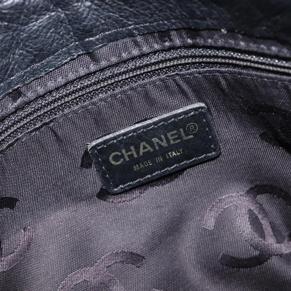 CHANEL Chain Shoulder Bag Caviar Skin Black Gold CC Auth BA15937M
