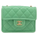 CHANEL Mini Matelasse 18 Chain Bag Caviar Skin Green Gold CC Auth BA15938SAM-2