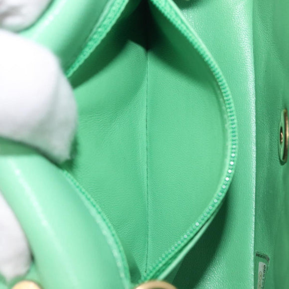 CHANEL Mini Matelasse 18 Chain Bag Caviar Skin Green Gold CC Auth BA15938SAM