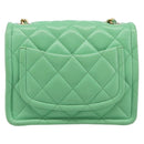 CHANEL Mini Matelasse 18 Chain Bag Caviar Skin Green Gold CC Auth BA15938SAM-3