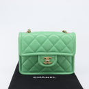 CHANEL Mini Matelasse 18 Chain Bag Caviar Skin Green Gold CC Auth BA15938SAM-30