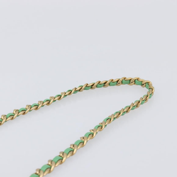 CHANEL Mini Matelasse 18 Chain Bag Caviar Skin Green Gold CC Auth BA15938SAM