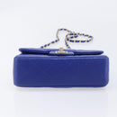 CHANEL Mini Matelasse 20 Chain Bag Lamb Skin Blue Gold CC Auth BA15939SAM-10