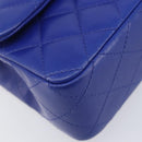 CHANEL Mini Matelasse 20 Chain Bag Lamb Skin Blue Gold CC Auth BA15939SAM-12