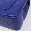 CHANEL Mini Matelasse 20 Chain Bag Lamb Skin Blue Gold CC Auth BA15939SAM-13