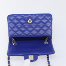 CHANEL Mini Matelasse 20 Chain Bag Lamb Skin Blue Gold CC Auth BA15939SAM-17
