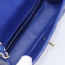 CHANEL Mini Matelasse 20 Chain Bag Lamb Skin Blue Gold CC Auth BA15939SAM-20