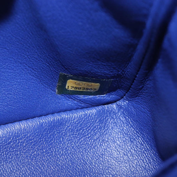 CHANEL Mini Matelasse 20 Chain Bag Lamb Skin Blue Gold CC Auth BA15939SAM