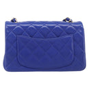 CHANEL Mini Matelasse 20 Chain Bag Lamb Skin Blue Gold CC Auth BA15939SAM-3