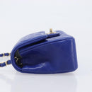 CHANEL Mini Matelasse 20 Chain Bag Lamb Skin Blue Gold CC Auth BA15939SAM-5