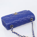 CHANEL Mini Matelasse 20 Chain Bag Lamb Skin Blue Gold CC Auth BA15939SAM-6