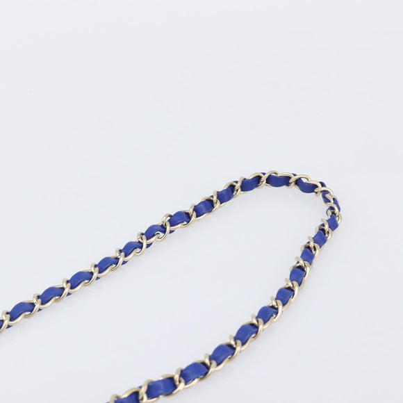 CHANEL Mini Matelasse 20 Chain Bag Lamb Skin Blue Gold CC Auth BA15939SAM