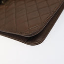 SAINT LAURENT Shoulder Bag Leather Brown Gold Auth BA1594-9