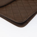 SAINT LAURENT Shoulder Bag Leather Brown Gold Auth BA1594-14