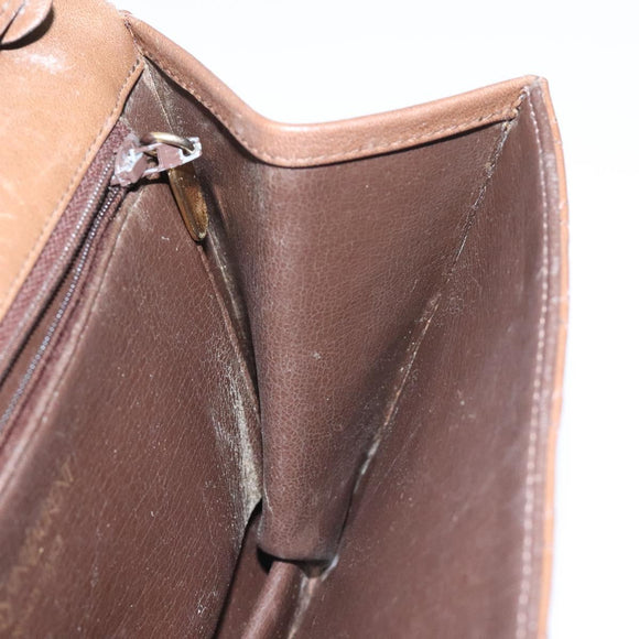 SAINT LAURENT Shoulder Bag Leather Brown Gold Auth BA1594