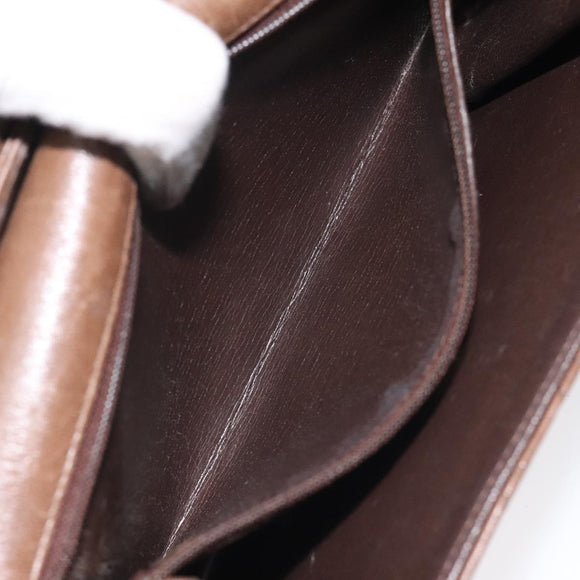 SAINT LAURENT Shoulder Bag Leather Brown Gold Auth BA1594