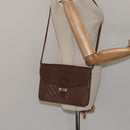 SAINT LAURENT Shoulder Bag Leather Brown Gold Auth BA1594-21