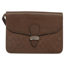 SAINT LAURENT Shoulder Bag Leather Brown Gold Auth BA1594-13